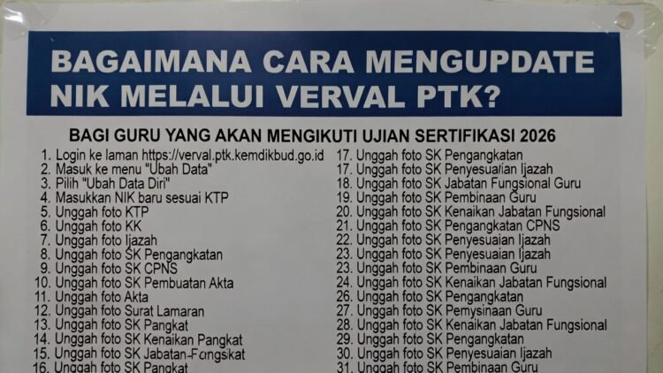 Panduan Update NIK melalui Verval PTK bagi Guru Sertifikasi 2026 – Langkah Lengkap