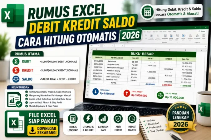 Rumus Excel Debit Kredit Saldo: Cara Hitung Otomatis 2026