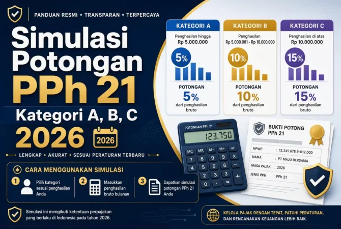 Simulasi Potongan PPh 21 Kategori A, B, C 2026 Lengkap
