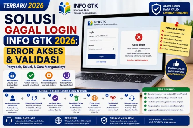 Solusi Gagal Login Info GTK 2026: Error Akses & Validasi