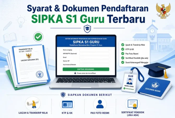 Syarat & Dokumen Pendaftaran SIPKA S1 Guru Terbaru