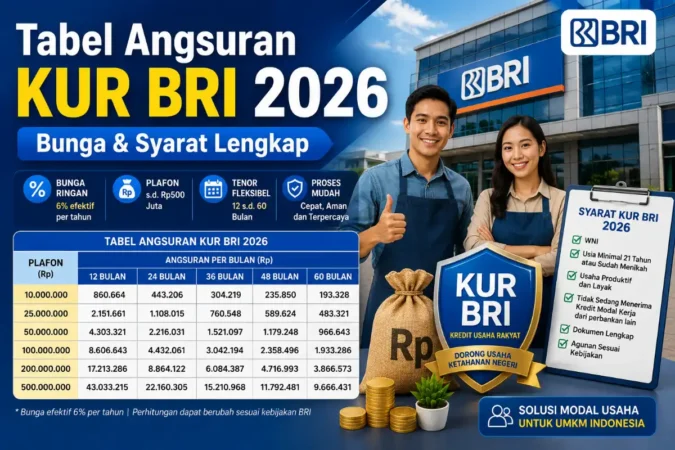Tabel Angsuran KUR BRI 2026: Bunga & Syarat Lengkap