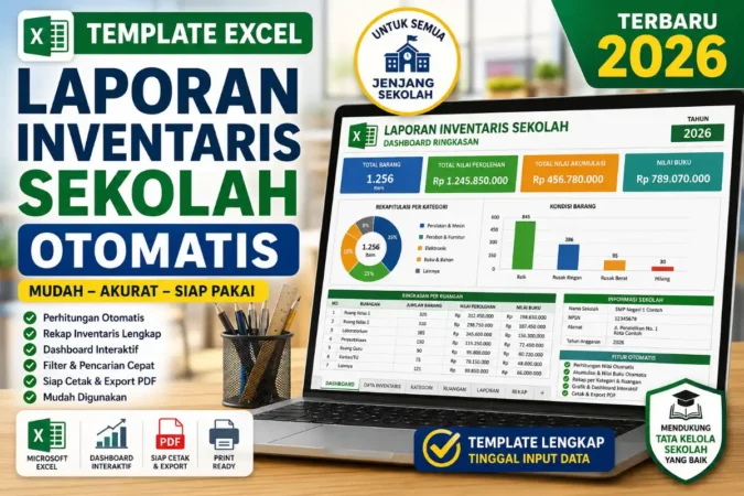 Template Excel Laporan Inventaris Sekolah Otomatis 2026