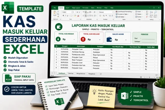 Template Kas Masuk Keluar Sederhana Excel Otomatis