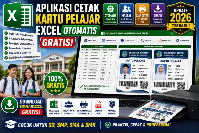 Aplikasi Cetak Kartu Pelajar Excel Otomatis Gratis