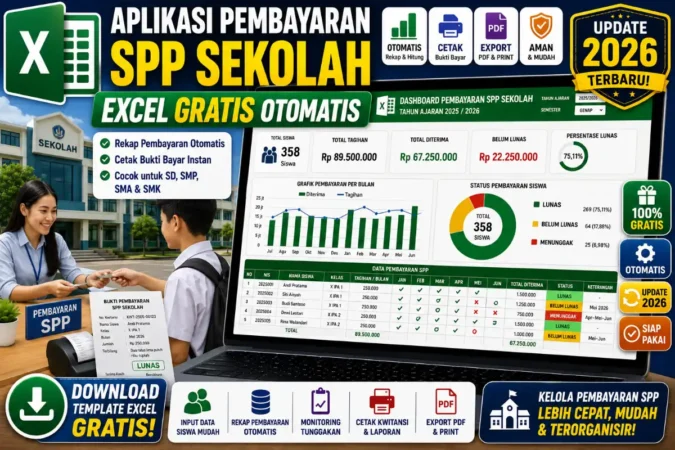 Aplikasi Pembayaran SPP Sekolah Excel Gratis Otomatis
