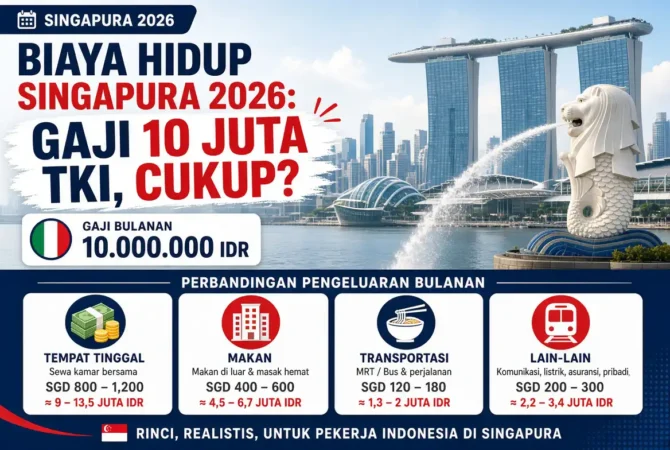 Biaya Hidup Singapura 2026: Gaji 10 Juta TKI, Cukup?
