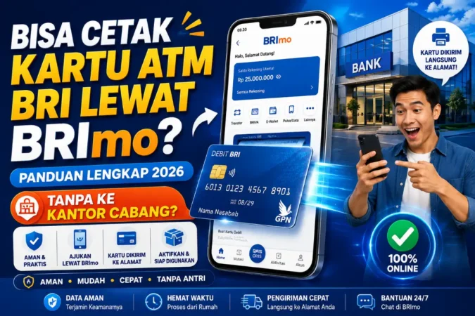 Bisa cetak kartu ATM BRI lewat BRImo 2026? Panduan lengkap syarat, biaya, langkah pemesanan, dan cara ambil kartu di cabang tanpa antre lama.