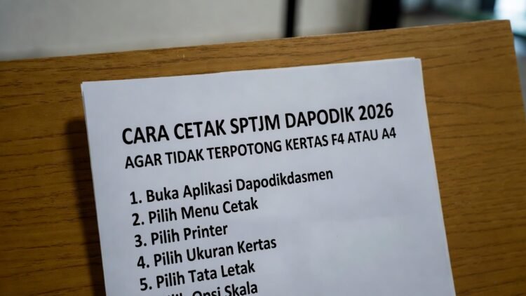 Cara Cetak SPTJM Dapodik 2026 Agar Tidak Terpotong di Kertas F4 / A4 – Panduan Lengkap