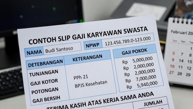 Contoh Slip Gaji Karyawan Swasta dengan Potongan Pajak TER Februari 2026 (Terbaru)