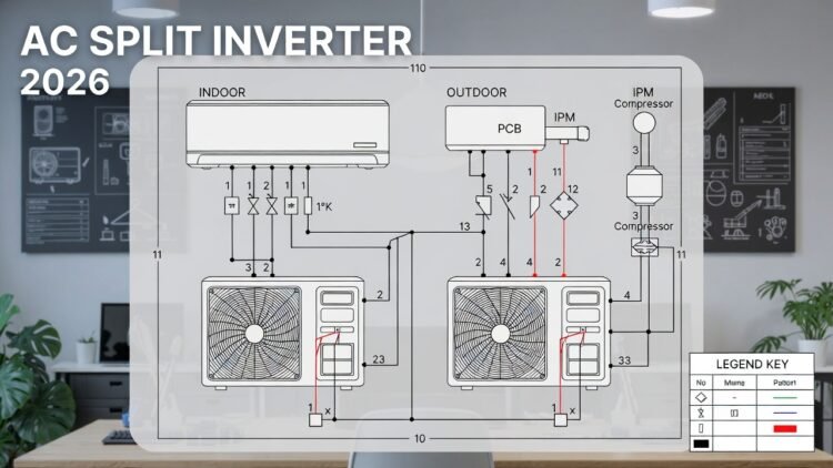 Diagram Kelistrikan AC Split Inverter 2026 Lengkap: Komponen, Rangkaian & Instalasi Aman