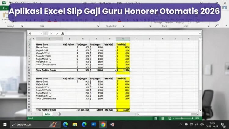 Download Aplikasi Excel Slip Gaji Guru Honorer Otomatis 2026 – Gratis & Lengkap