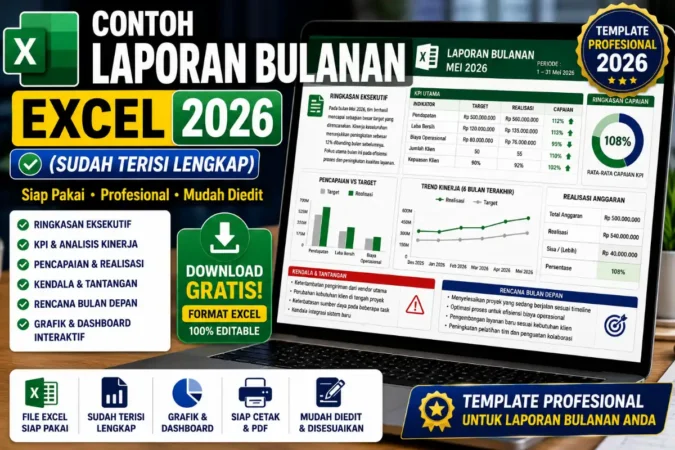 Contoh Laporan Bulanan Excel 2026 (Sudah Terisi)