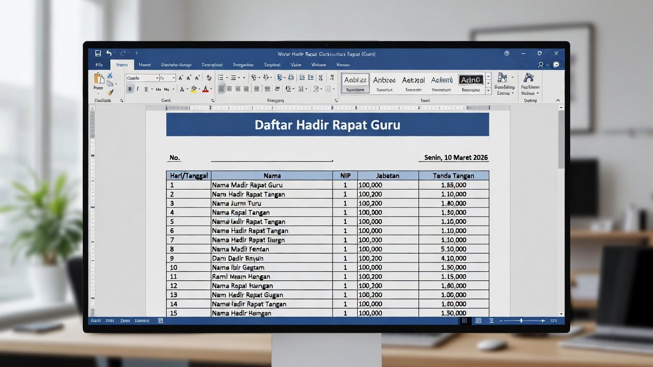 Download Format Daftar Hadir Rapat Guru Word – Siap Pakai untuk Rapat Senin Pagi 2026