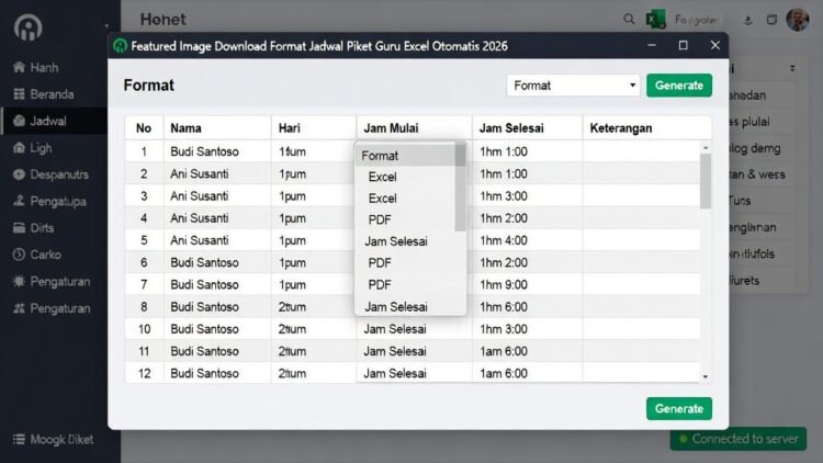 Download Format Jadwal Piket Guru Excel Otomatis 2026 – Siap Edit & Anti Bentrok
