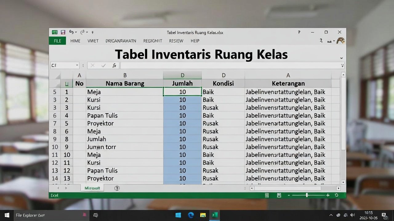 Download Format Tabel Inventaris Ruang Kelas Excel Gratis 2026 – Siap Pakai untuk Sekolah