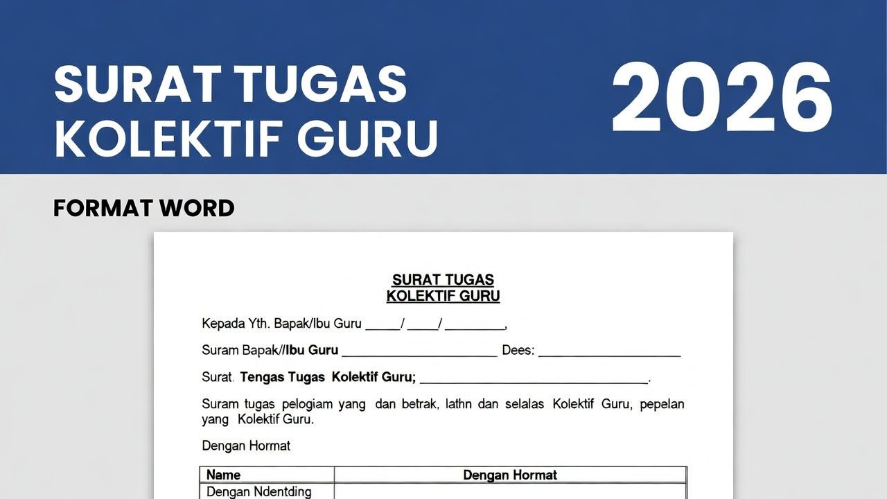 Download Template Surat Tugas Kolektif Guru Format Word 2026 – Siap Edit & Resmi