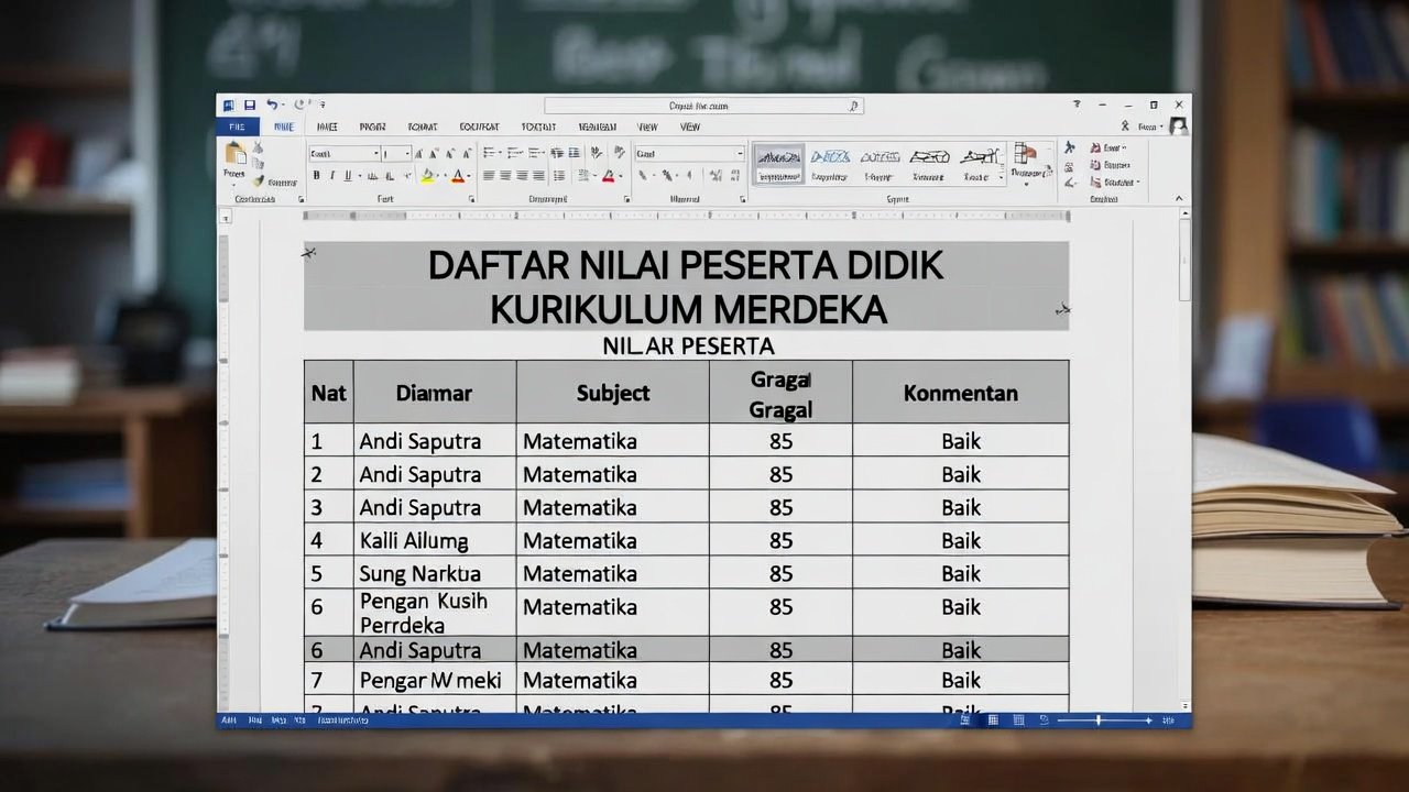 Format Daftar Nilai Kurikulum Merdeka SMP Word Gratis – Template Siap Edit 2025-2026