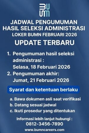 Jadwal Pengumuman Hasil Seleksi Administrasi Loker BUMN Februari 2026 – Update Terbaru
