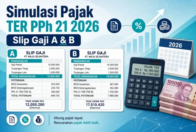 Simulasi Pajak TER PPh 21 2026: Slip Gaji A & B