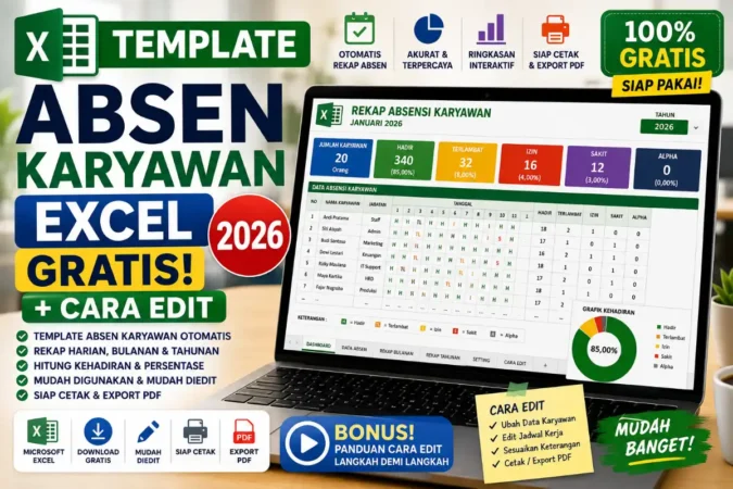 Template Absen Karyawan Excel Gratis 2026 + Cara Edit