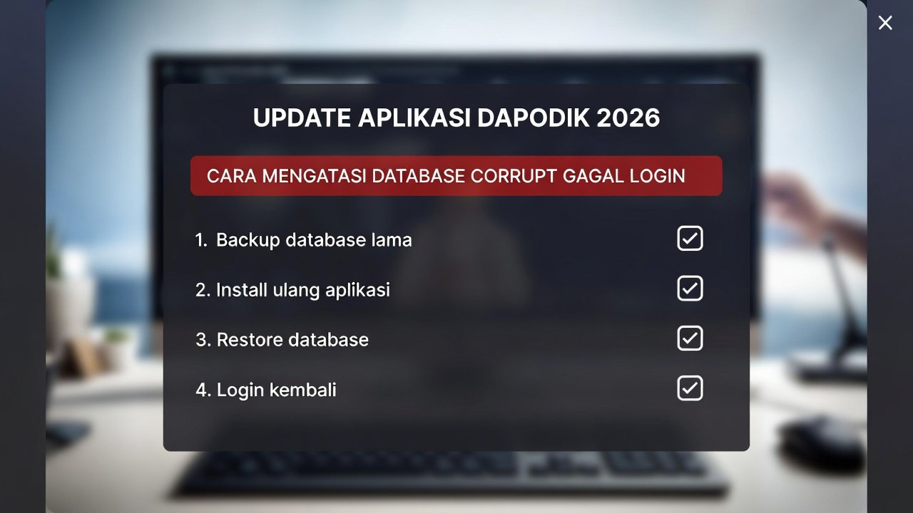 Update Aplikasi Dapodik 2026: Cara Mengatasi Database Corrupt & Gagal Login Terbaru
