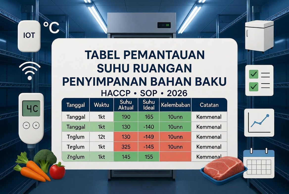 Tabel Pemantauan Suhu Ruangan Penyimpanan Bahan Baku: Panduan Lengkap, Standar HACCP & Contoh Format 2026