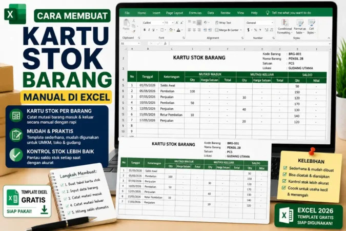 Cara Membuat Kartu Stok Barang Manual di Excel