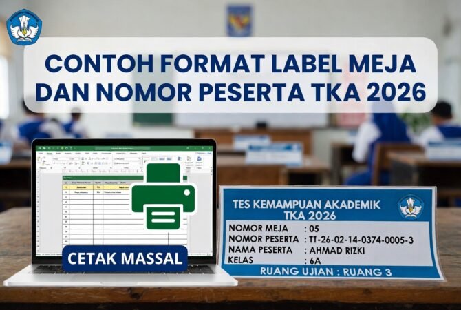 Contoh Format Label Meja dan Nomor Peserta TKA 2026: Panduan Lengkap Cetak & Aplikasi di Lapangan