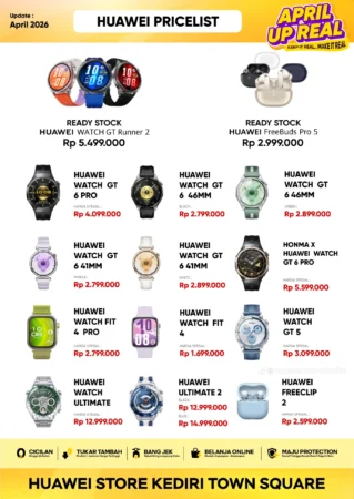 Daftar Harga Huawei April 2026, Huawei Watch GT 6 Pro Indonesia, Harga Huawei Watch Ultimate 2