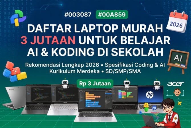 Daftar Laptop Murah 3 Jutaan untuk Belajar AI & Koding di Sekolah 2026 Lengkap