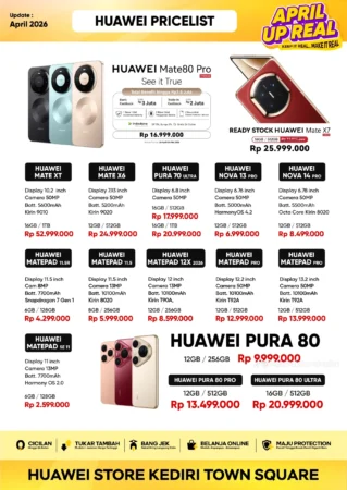 harga huawei april 2026, harga hp huawei 2026, pricelist huawei 2026, huawei mate80 pro harga