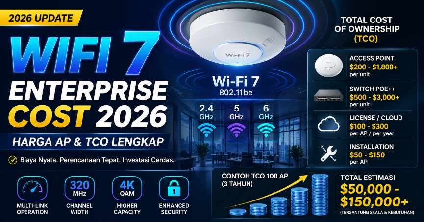 WiFi 7 Enterprise Cost 2026: Kenapa AP Rp15 Juta? Hitung TCO 5 Tahun