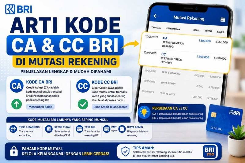 Arti Kode CA dan CC di Mutasi BRI: Penjelasan Lengkap + Cara Cek Transaksi