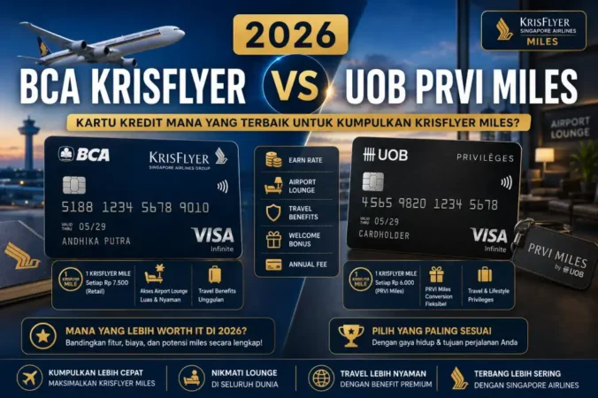 bca krisflyer vs uob prvi miles, kartu kredit krisflyer terbaik 2026, earning rate bca krisflyer devaluasi, uob prvi miles devaluasi 2026, kartu kredit miles pemula, bca krisflyer signature earning rate, uob prvi miles earning rate indonesia, kartu kredit miles tanpa devaluasi, perbandingan