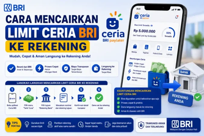 cara mencairkan limit ceria bri ke rekening