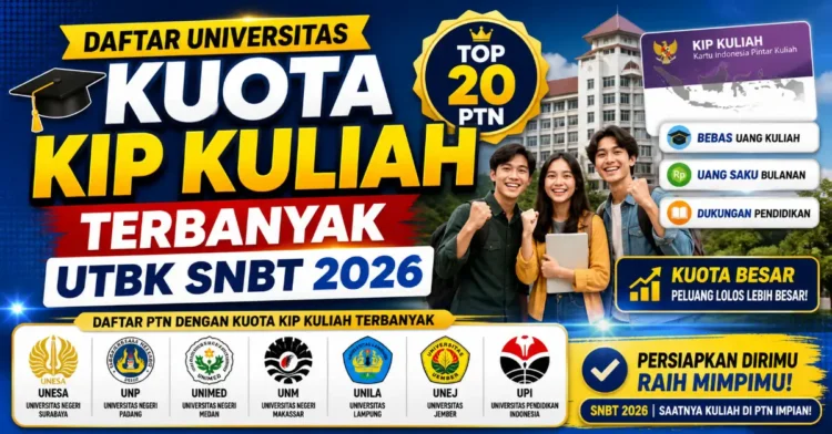 Daftar Universitas dengan Kuota KIP Kuliah Terbanyak di UTBK-SNBT 2026.