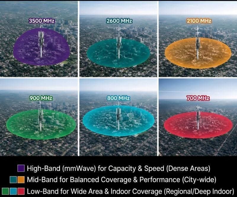 Frekuensi 5G & 4G 2026: Perbedaan 700 MHz, 800 MHz, 2100 MHz, 3500 MHz untuk Jangkauan & Kecepatan