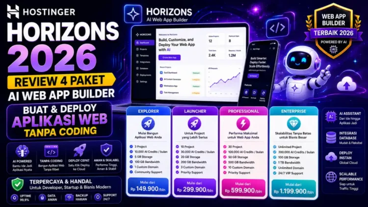 Hostinger Horizons 2026: Review 4 Paket AI Web App Builder — Buat & Deploy Aplikasi Web Tanpa Coding