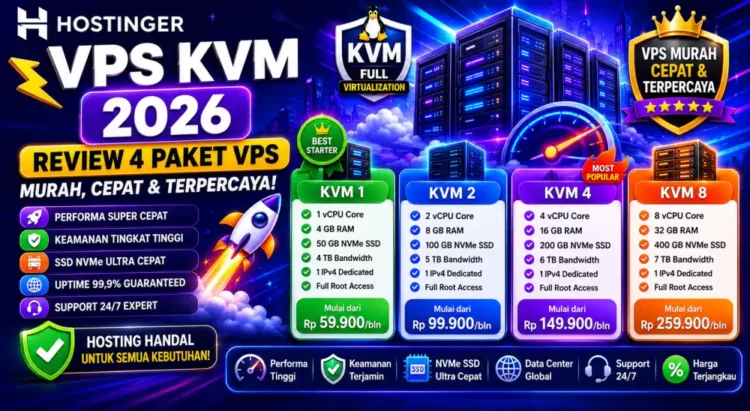 Hostinger VPS KVM 2026: Review 4 Paket VPS Murah, Cepat & Terpercaya &mdash; KVM 1, 2, 4 & 8