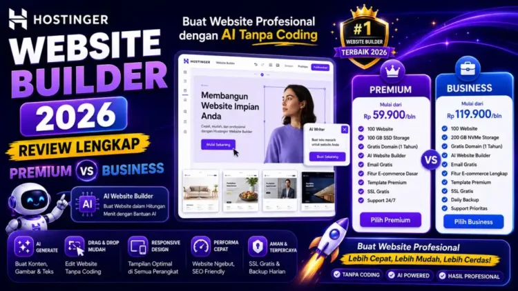 Hostinger Website Builder 2026: Review Premium vs Business — Buat Website Profesional dengan AI Tanpa Coding