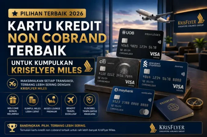 7 Kartu Kredit Non-Cobrand Terbaik untuk Ditukar ke KrisFlyer 2026: Earning Rate & Rate Transfer
