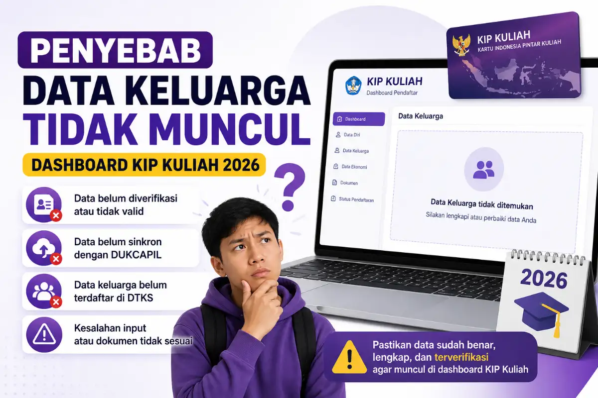 Penyebab Data Keluarga Tidak Muncul di Dashboard KIP Kuliah 2026: 7 Alasan & Cara Perbaikan