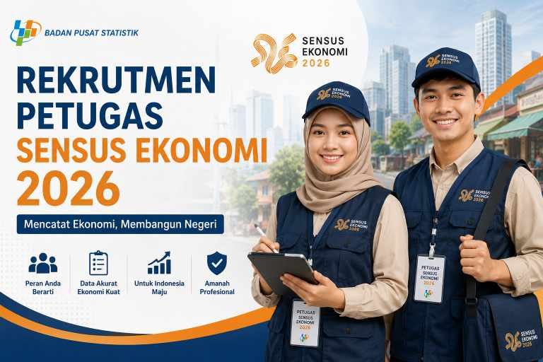 Rekrutmen Petugas Sensus Ekonomi 2026 BPS: Daftar 8-11 Mei, Honor Rp5 Juta, 190.000 Kuota