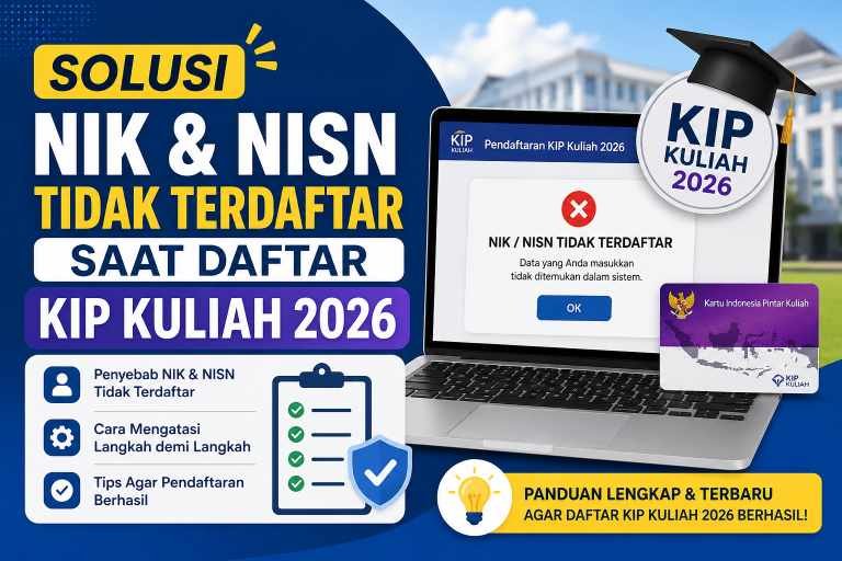Solusi NIK dan NISN Tidak Terdaftar saat Daftar KIP Kuliah 2026: Cara Atasi Error, Verval, & Lapor Dukcapil