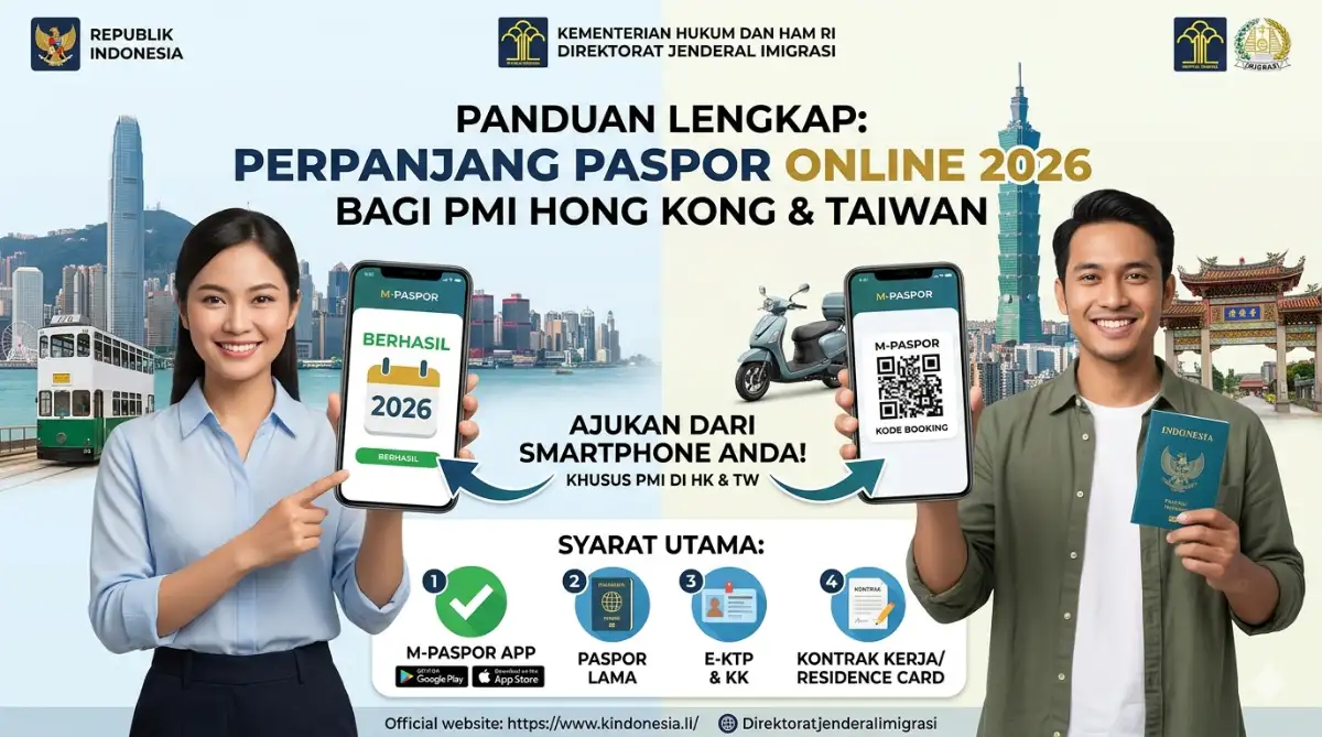 Syarat Perpanjang Paspor Online 2026 untuk PMI di Hong Kong & Taiwan: Dokumen, Biaya, M-Paspor