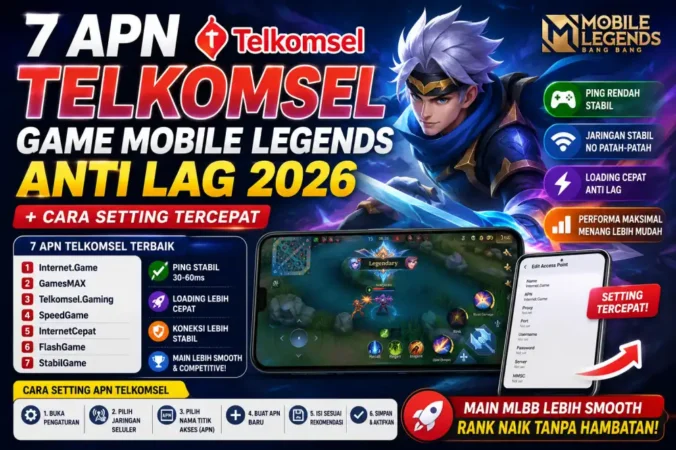 7 APN Telkomsel Game Mobile Legends Anti Lag 2026 + Cara Setting Tercepat
