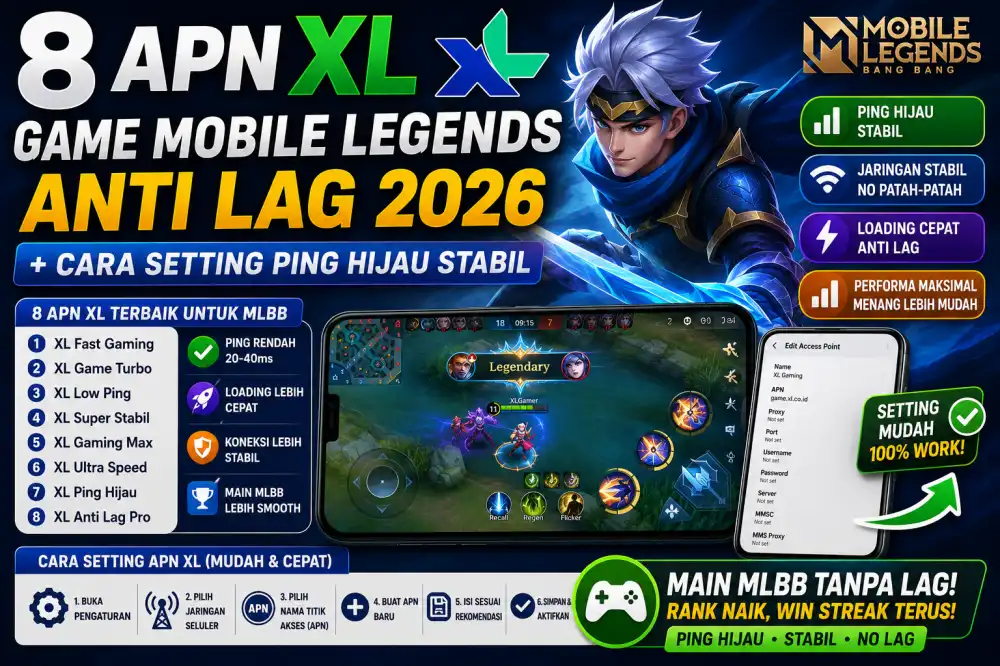 8 APN XL Game Mobile Legends Anti Lag 2026: Ping 20-40ms An…