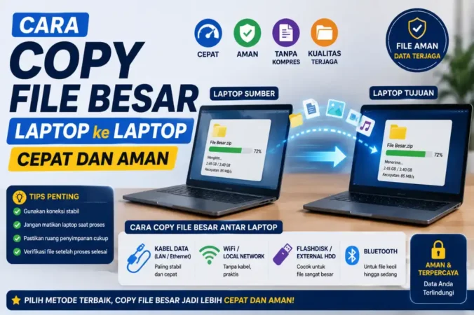 Cara Copy File Besar Laptop ke Laptop, Cepat dan Aman