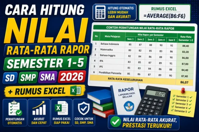 Cara Hitung Nilai Rata-Rata Rapor Semester 1-5 SD SMP SMA 2026 + Rumus Excel